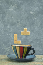 Conceptual Brown sugar cube like tetris game