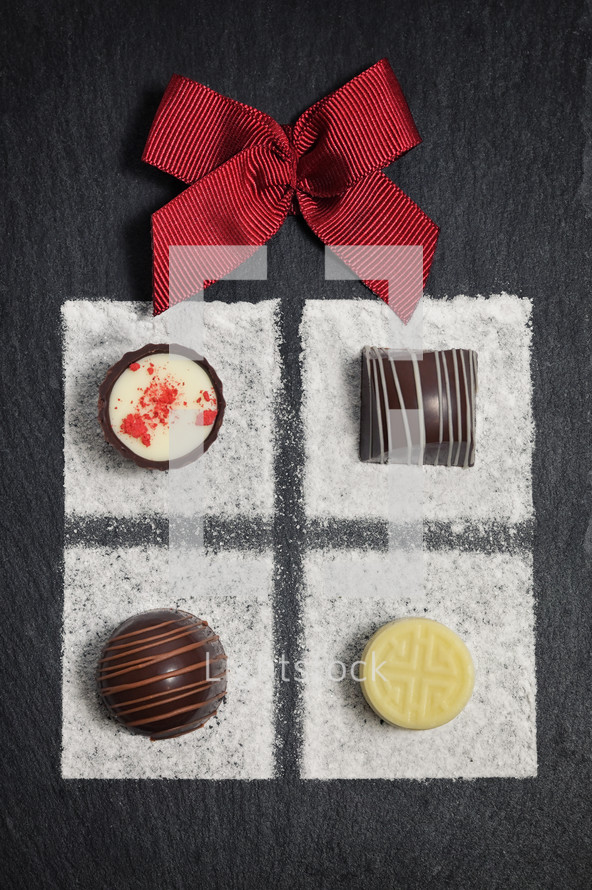Abstract Gift Box Chocolate Pralines For Christmas