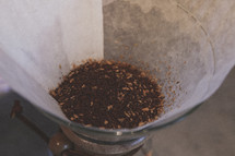 Coffee grounds in a chemex