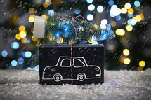Abstract Present and Car Draw Carrying A Christmas Tree