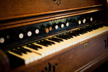 Old wooden Mannborg piano.