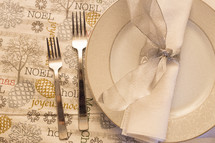 place setting on a Christmas table 