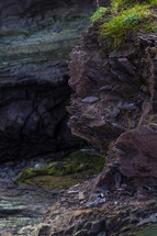 jagged rocks along a cliff 