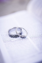 rings on the pages of a Bible 