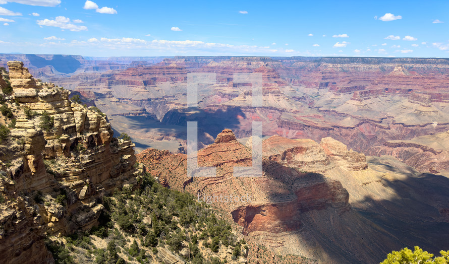 The Grand Canyon on a sunny day.