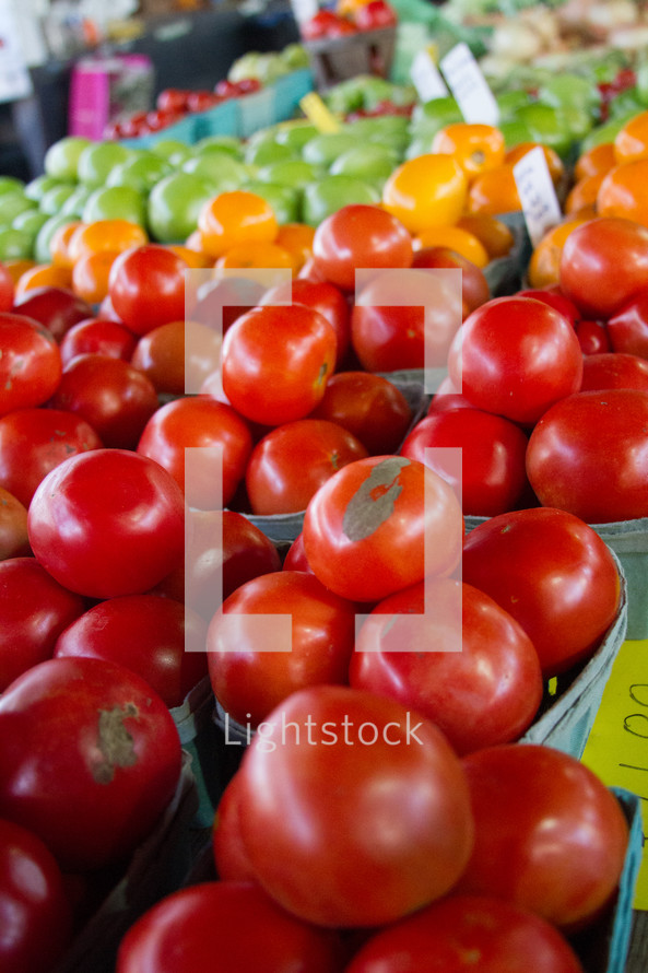 tomatoes at a farmers market 