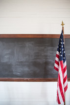 American flag and blackboard 