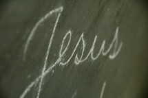 word Jesus on a chalkboard 