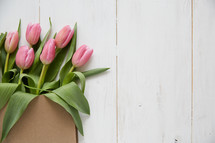 tulips in a brown paper bag 