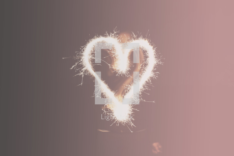 heart shape made with sparklers 