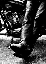 riding boots and a motorcycle 