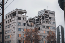 Bombed out buildings with damage