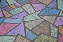 tile mosaic stained glass window sidewalk chalk abstract pattern 