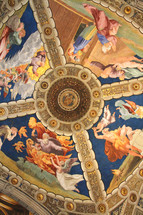 The ceiling of a room in the Vatican Museum, painted by Raphael