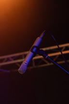 Singer's microphone on stage at a concert