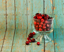 cranberries in a glass bowl
