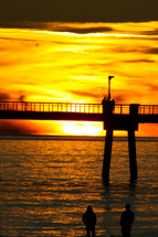 bridge over the ocean and sunset 