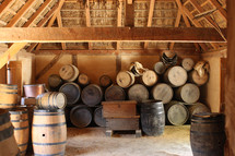 old barrels in a wine cellar 