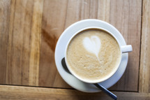heart shape in coffee foam 