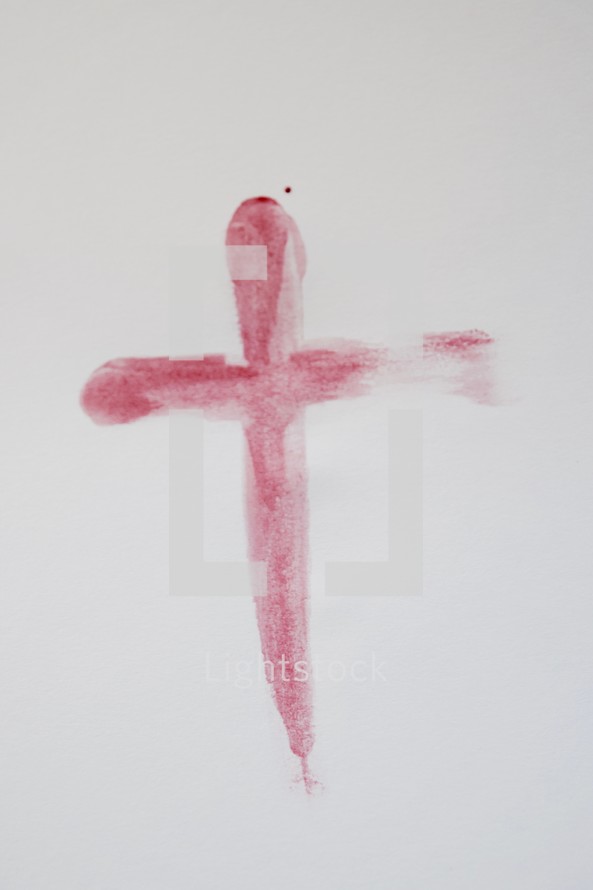 blood stain hand drawn cross