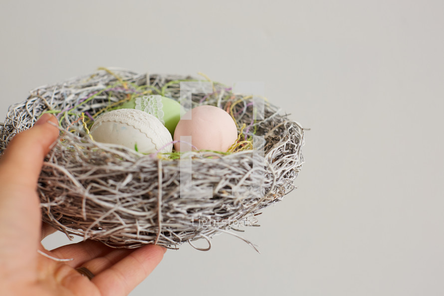 Easter eggs in nest 
