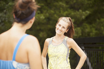 women talking while exercising 