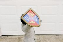child holding a shield 