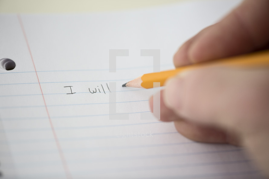 I will written on a piece of paper with a pencil 