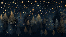 Modern Christmas background with the night sky and trees. 