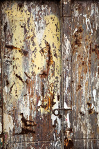 rusted metal on a train boxcar