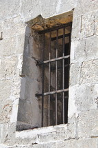 Bars on an ancient castle window opening
