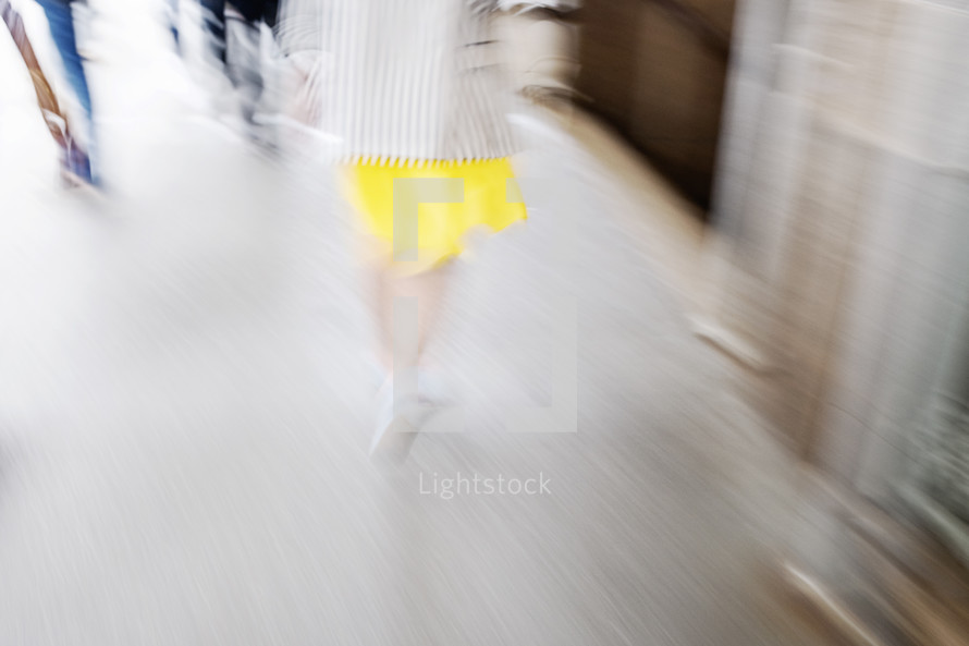 blur of people passing by 
