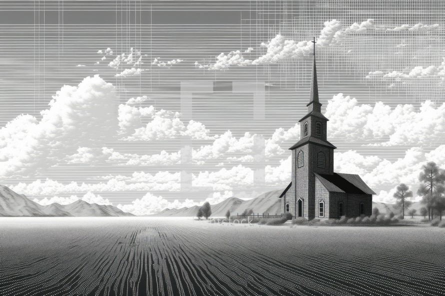 Conceptual image of a church on a background of the sky