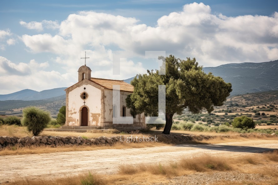 Old church in the countryside of Crete, Greece, Europe.
