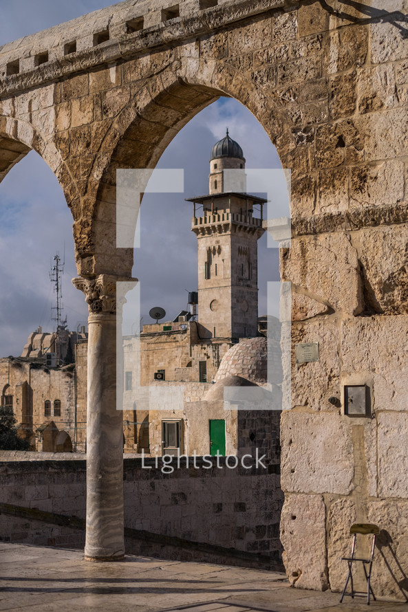 arches and tower in Jerusalem 