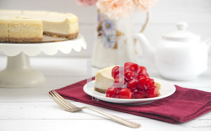 cherry topping on cheese cake 