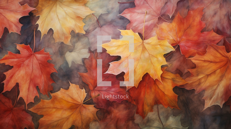 Fall autumn maple leaves background. 