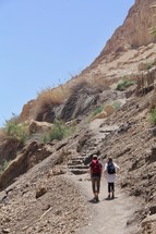 hiking up a trail in Israel