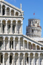 The Leaning tower of Pisa and the Pisa Cathedral 