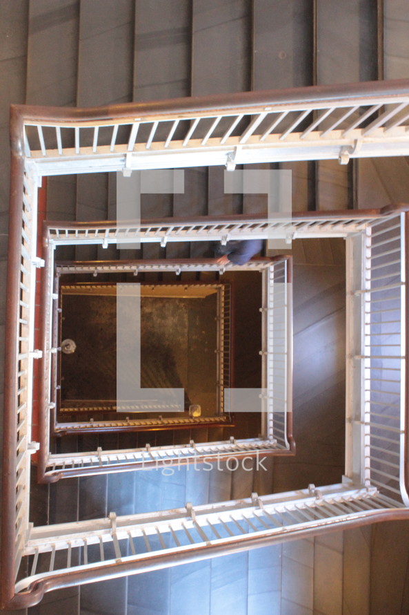 looking down a stairwell 