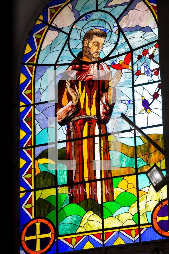Saint Francis stained glass window 