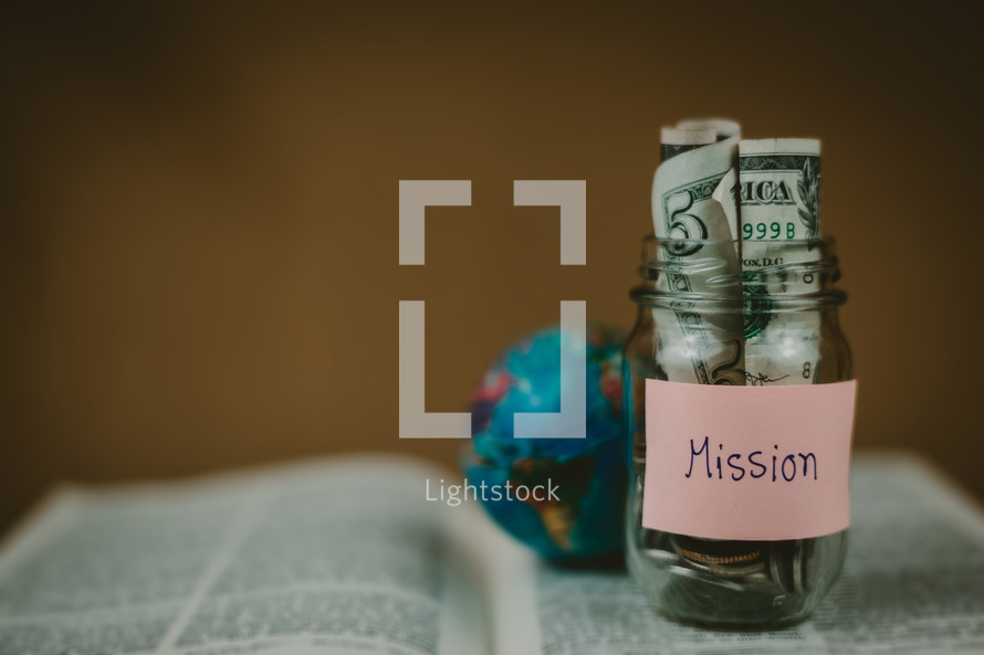 money in a jar for mission 