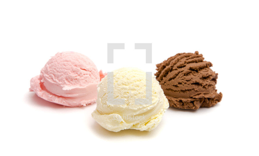 vanilla, strawberry, and chocolate ice cream 