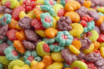 closeup fruit shaped breakfast cereal 