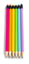 rainbow colored sharpened pencils 