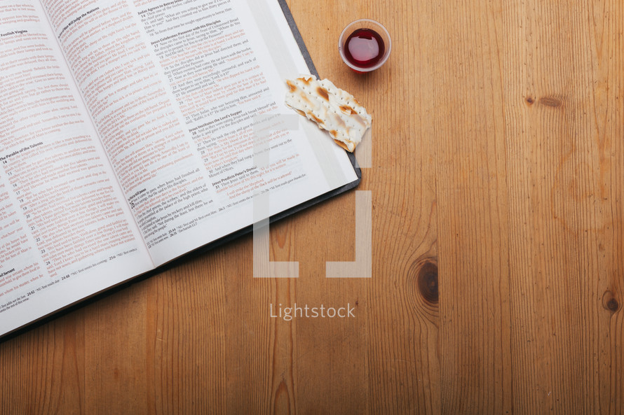 Lord's Supper and open Bible 