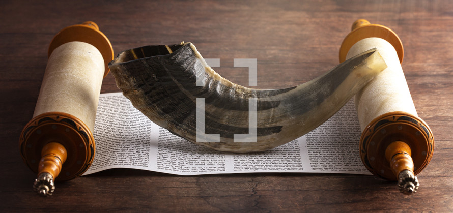 horn on an ancient scroll 