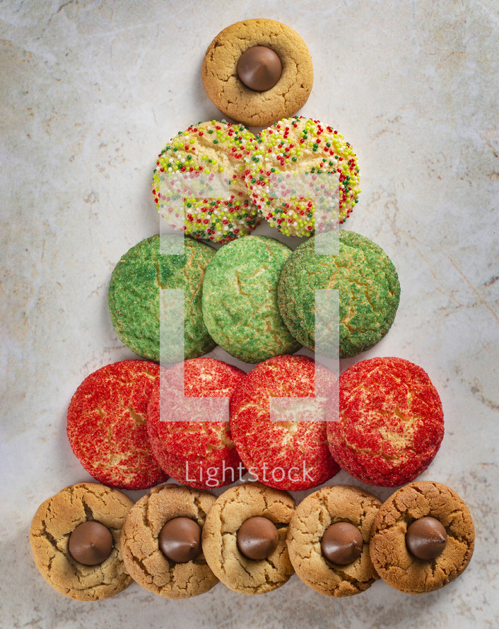Christmas sugar cookies in the shape of a Christmas tree 