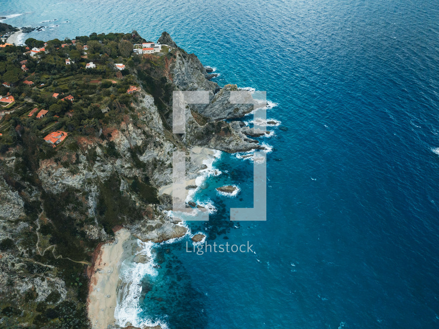Riaci Bay Aerial cliff and ocean
