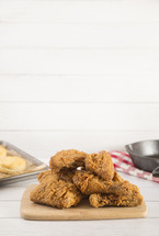 Classic Southern Fried Chicken on a White Wood Table